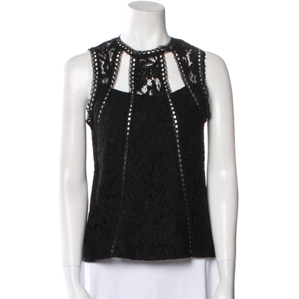 ALEXIE lace pattern Front Cut Out Embellished Top Size XS